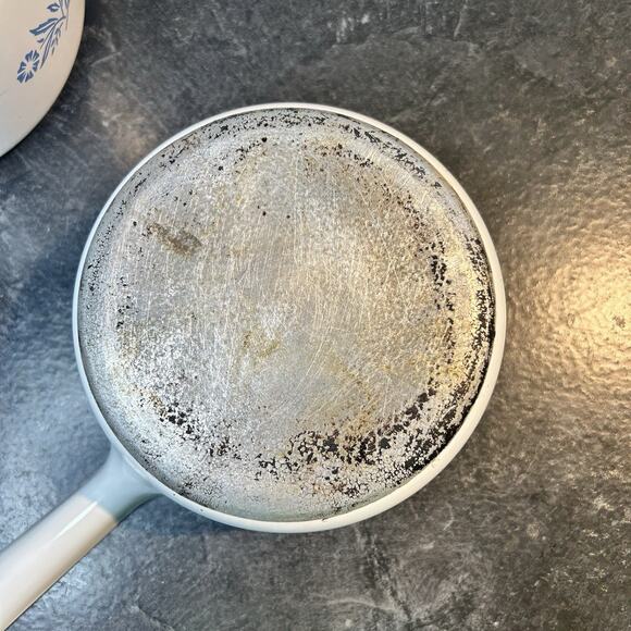 Corning Ware Cornflower Blue 2.5 & 1.5 Qt Range Topper Metal Cooking Base Pots - Picture 6 of 10